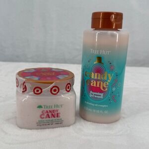 Tree Hut Candy Cane Shea Sugar Scrub and Foaming Gel Wash Holiday Set 18oz Duo